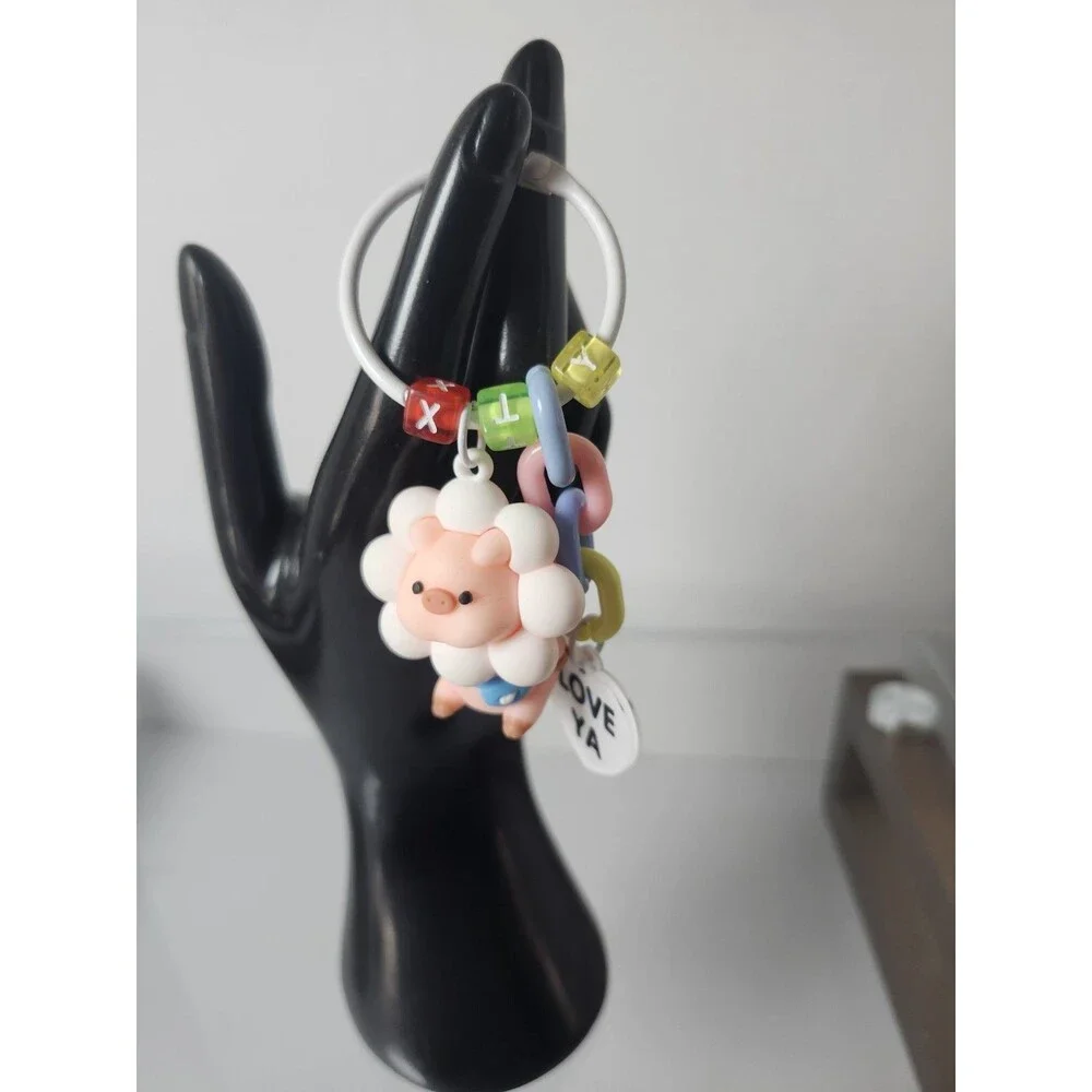 Pig Keychain Happy Flower Piglet Bag Charms Key ring Charm New